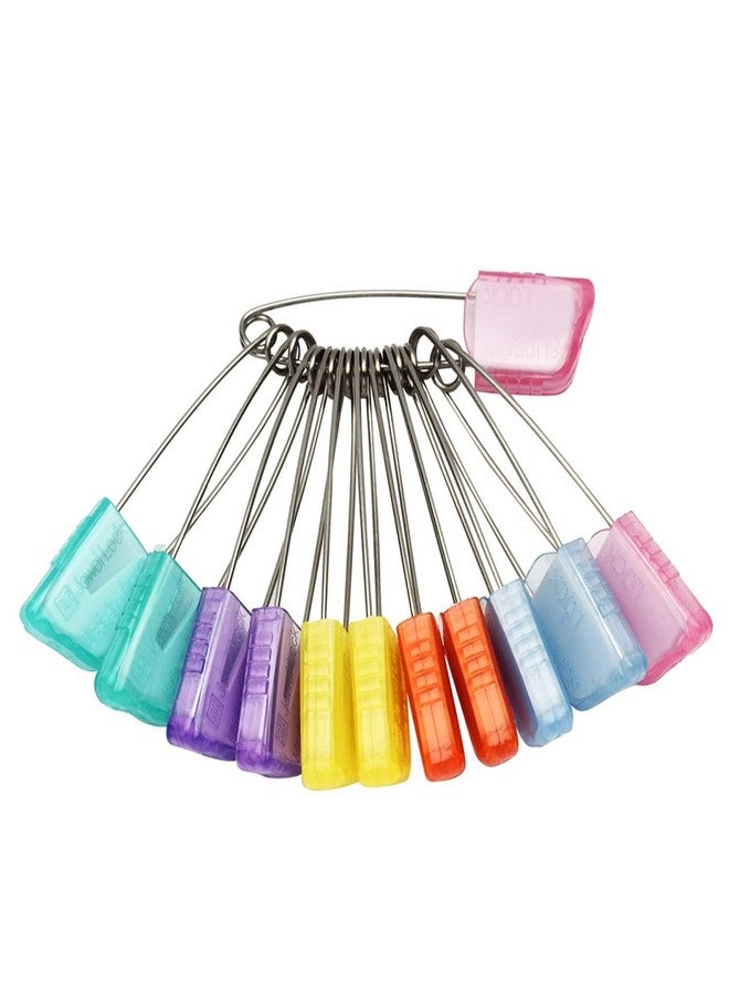 Boulevar 12 pins Multicolor Colorful Stainless Steel Double Lock Safety Pin Nappy Pin Saree pin Hijab Pin for Women and girlsPack of 12 - Image 1